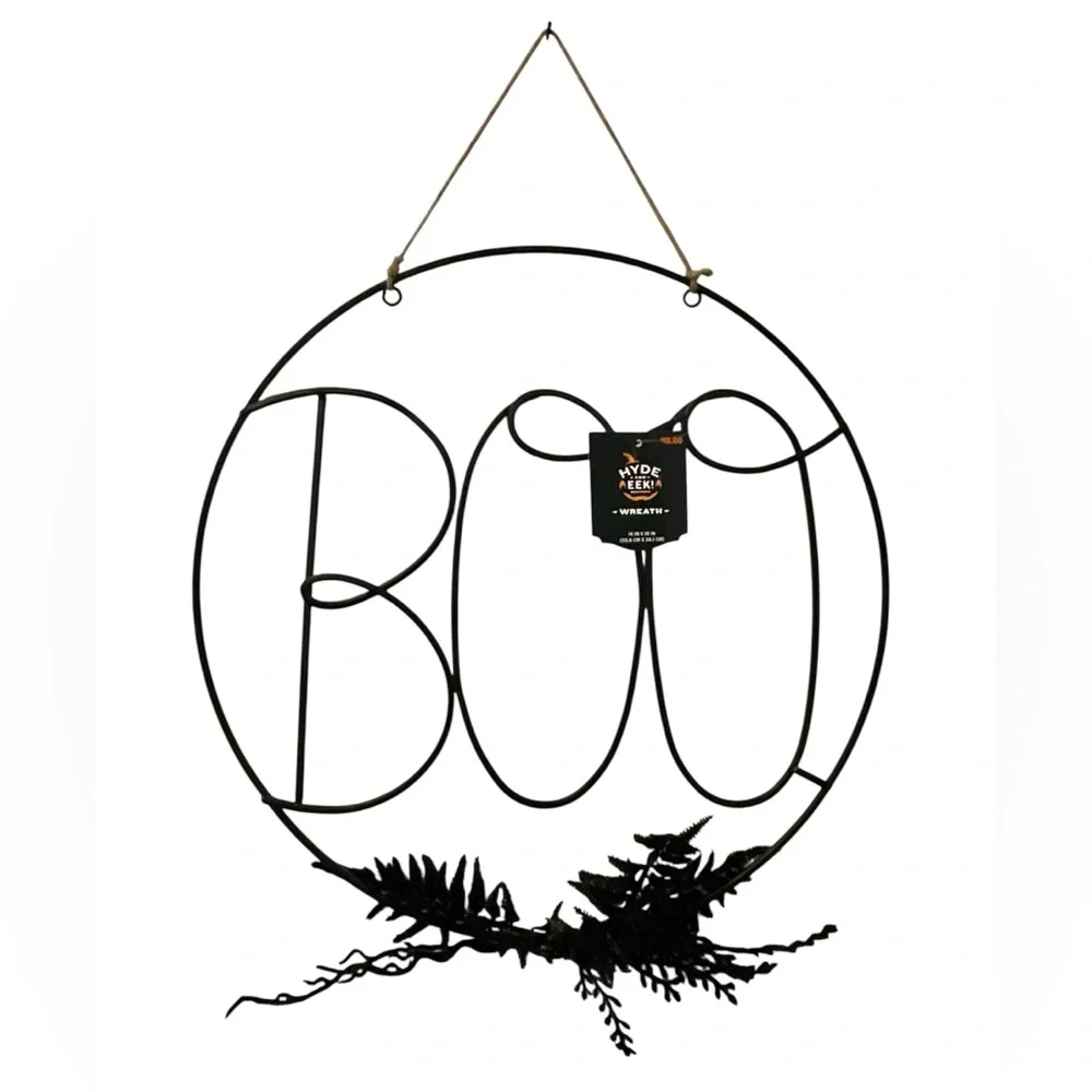 Hyde & EEK! Black Metal Wire Halloween BOO Wreath